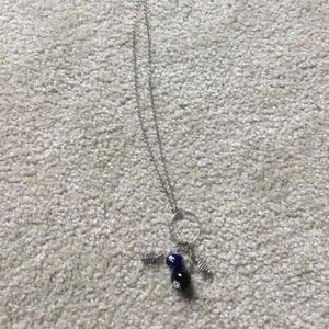 Silver and glass bead necklace